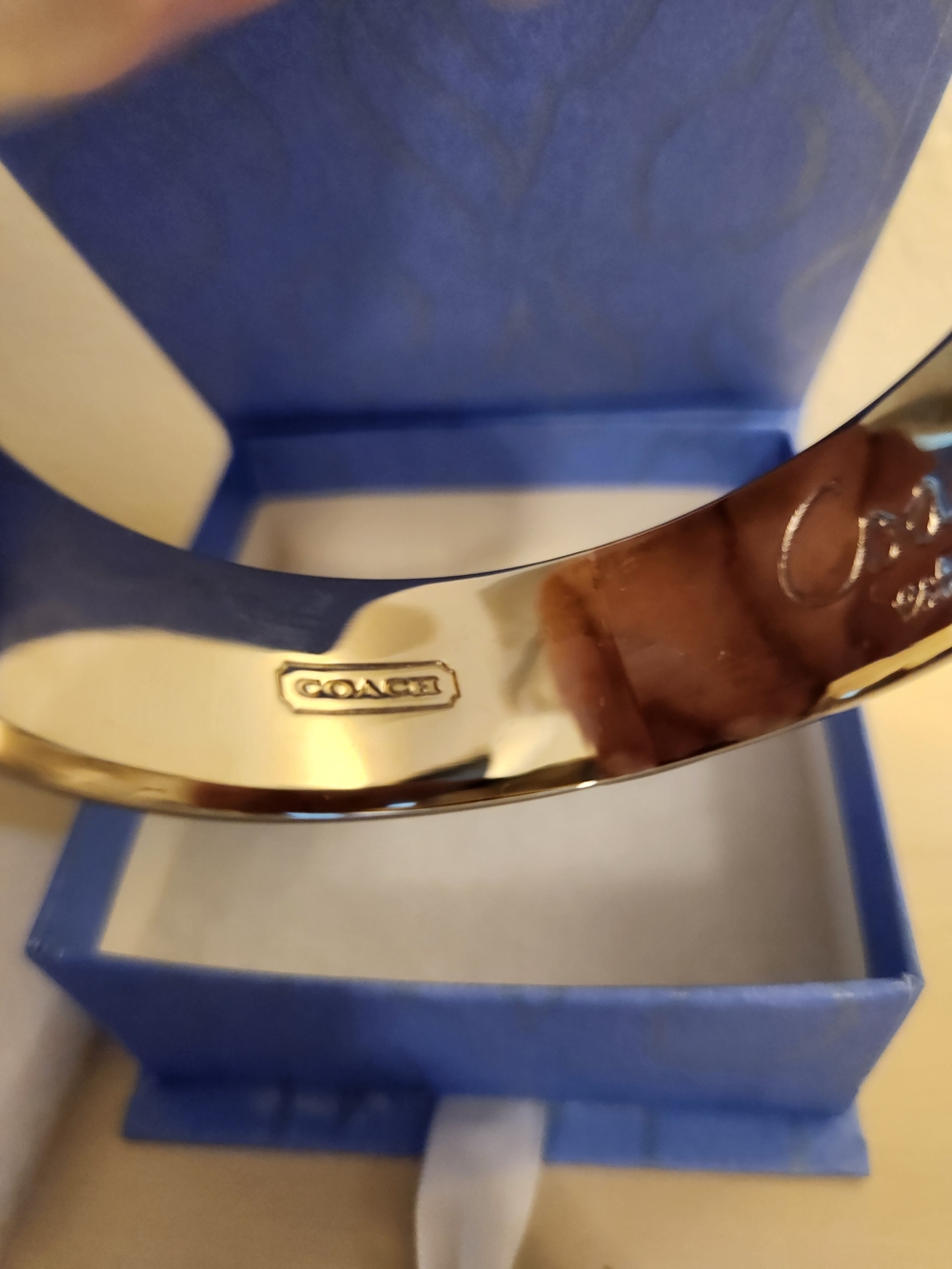 COACH Silver Logo Bangle Bracelet - Picture 7 of 8